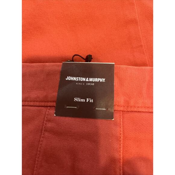 Johnston and Murphy Pants Mens 34x30 Red Classic Chino 5 Pocket Slim Fit NWT - Picture 5 of 8
